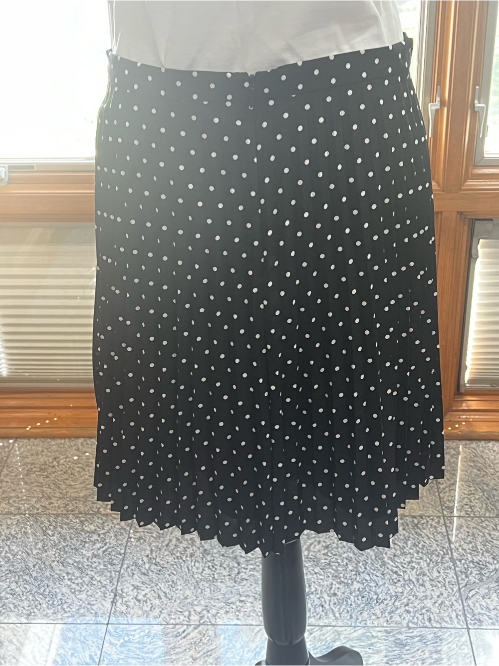 J. Crew black Midi Skirt with White Polka Dots